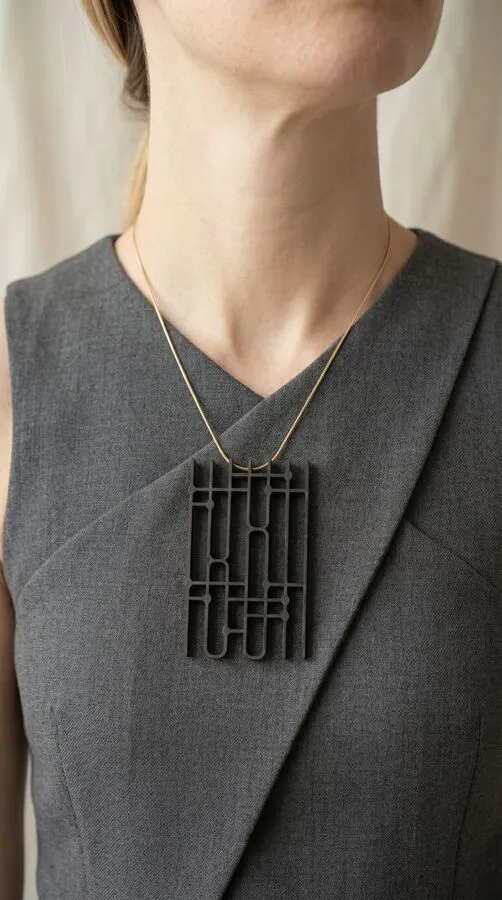 Quantum Necklace worn, detail